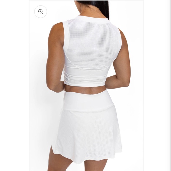 Volare White Serve It Up Mesh Tennis Pickleball Athletic Skirt Skort NWT - Picture 3 of 14